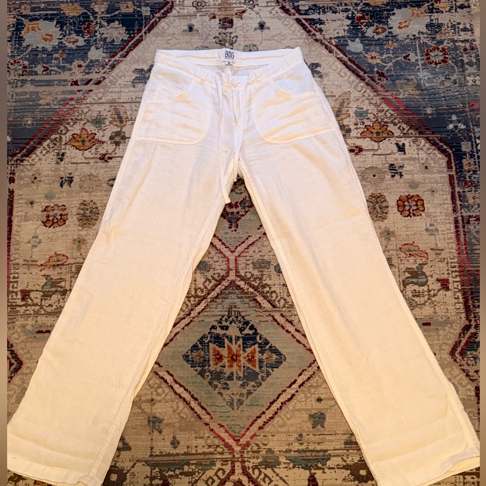 BDG White low rise Wide-Leg linen Pants
